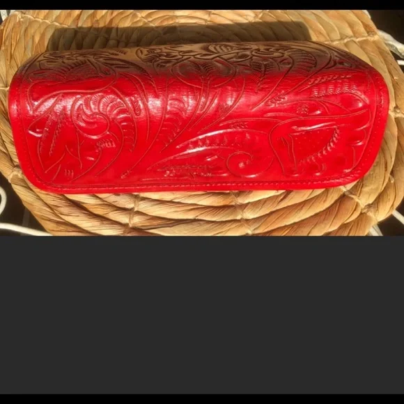 TOOLED LEATHER WALLET RED BILLFOLD CLUTCH NEW LADY - Picture 6 of 7